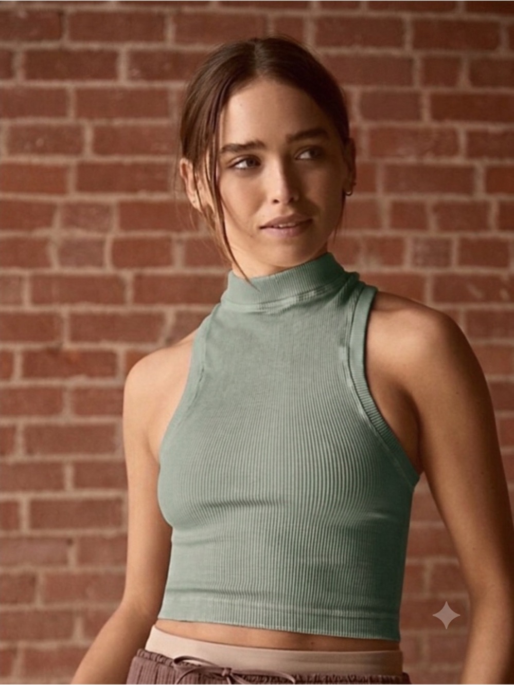 NWOT FP Movement Happiness Runs High Neck Crop Tank Light Mint XS/S